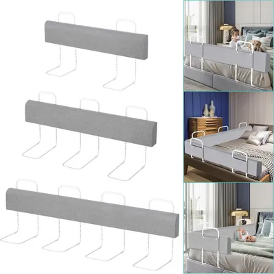 Produktbild von TolleTour 150cm Bettgitter Bettschutzgitter Kinderbettgitter für Kinder Höhenverstellbar 5-Loch Rausfallschutz Babybettgitter für Familienbett und Kinderbett Grau