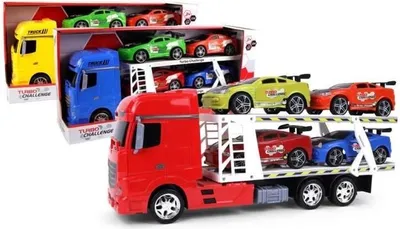 Obrázok produktu pre Hračka Transportný kamión, mierka 1:24, 4 športové autá, náhodná farba