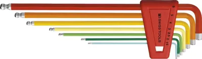 Produktbild von Swiss Tools Winkelschraubendreher- Satz im Kunststoffhalter 7-teilig 1,5-6mm Rainbow Kugelkopf