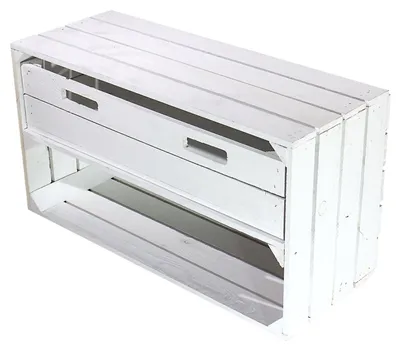 Produktbild von Breite Kiste "Tosca" in weiß mit Schublade 68x40x31