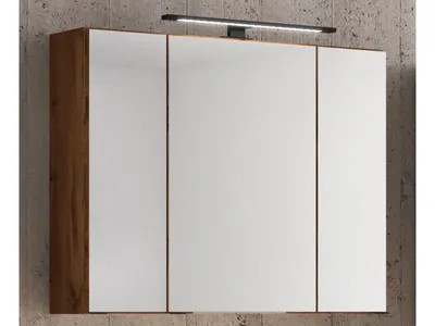 Produktbild von Spiegelschrank Badschrank Hängeschrank Spiegel Schrank Badmöbel "Luzern I" Wotan Eiche 80 cm