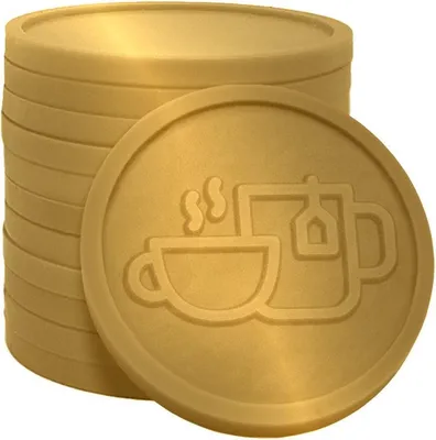 Image de Jetons pour buvette tasse de café et thé en relief CombiCraft or – 250 pièces