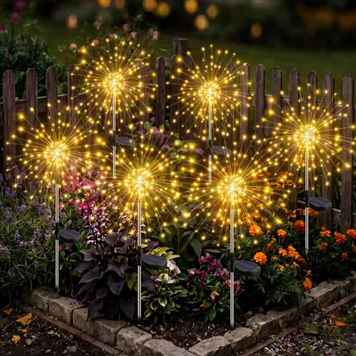 6 Solar-Gartenleuchten mit 120 LEDs, warmweiß, wasserdicht