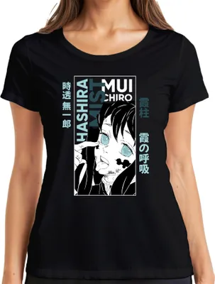 Produktbild von Muichiro Tokito Nebel Hashira Kimetsu no Yaiba Anime Manga Damen T-Shirt, Schwarz, L