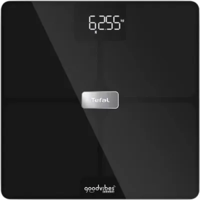 Image de Tefal Goodvibes Health BM9670, Pèse-personne électronique, 180 kg, 50 g, Noir, Cercle, Verre trempé