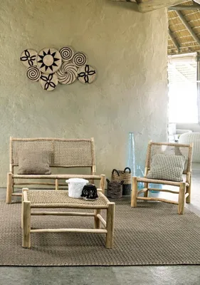 Immagine prodotto di Sedia da giardino Lampok, dimensioni 62 x 72 x 76 cm, realizzata in legno di teak con seduta e schienale intrecciati
