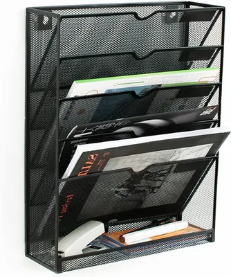 Produktbild von Wandzeitungsständer Metallnetz 5 Etagen, A4 Papierhalter, für Dokumentenorganisation