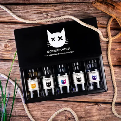 Produktbild von Böser Kater 5er Gin Tasting-Set in Geschenkbox
