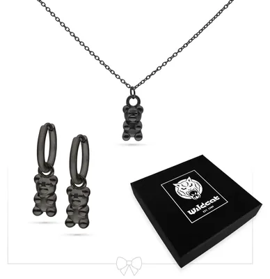 Produktbild von wildcat Ohrringe - Little Gummi Bear Necklace with Hoops Set aus Chirurgenstahl 316L, Körperstelle: Ohr, Onesize, Schwarz