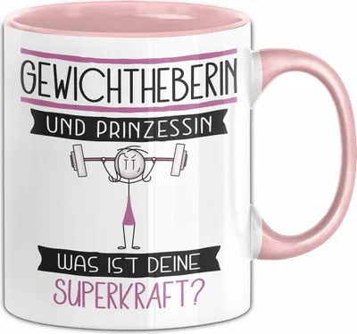 Produktbild von Gewichtheberin Und Prinzessin Tasse Geschenk Für Eine Gewichtheberin Geburtstag Was Ist Deine Superkraft (Rosa)