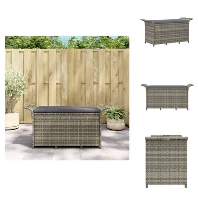 Obrázek produktu pro vidaXL Zahradní lavice s polštáři šedá 116x46x57 cm polyratan - Zahradní lavice