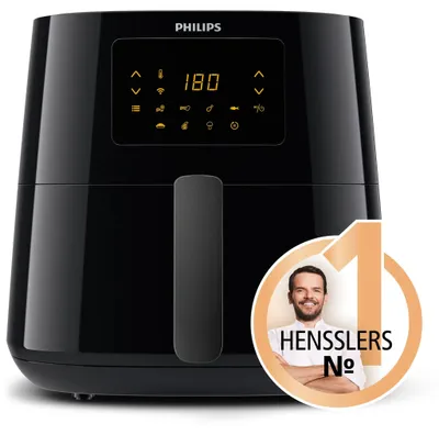 Produktbild von Philips Airfryer Essential, Heißluftfriteuse, App-Steuerung, 1.2 kg, Touchscreen, Schwarz (HD9280/90)