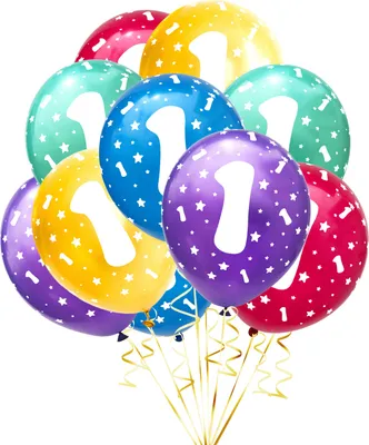 Produktbild von Oblique Unique Luftballon Set Zahl 1 für 1. Geburtstag Kindergeburtstag Party 10 Deko Ballons Geburtstagsdeko bunt