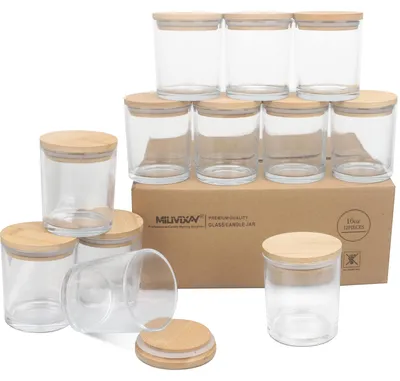 12er-Pack 300 ml Glasbehälter mit Bambusdeckeln