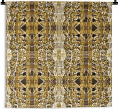 Produktbild von MuchoWow® Wandteppich Wandbehang Gold - Afrika - Muster - Tiere 120x120 cm Tapisserie Dekoration Wandtuch - Modern - Baumwollgewebe