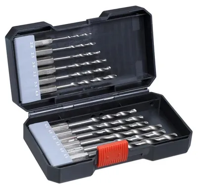 Zdjęcie produktu dla kwb 108810 zestaw wierteł krętych do metalu HSS 12-częściowy szybkomocujący uchwyt wiertarski, pierścieniowy uchwyt zębaty 12 szt
