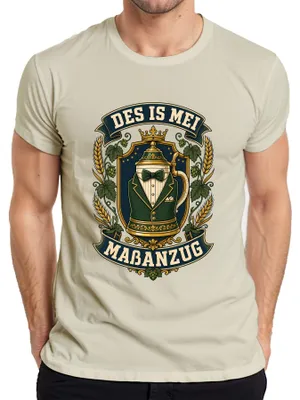 Produktbild von Des is mei Maßanzug Bayern Bier Maßkrug Lederhose Herren T-Shirt, Natur, 3XL
