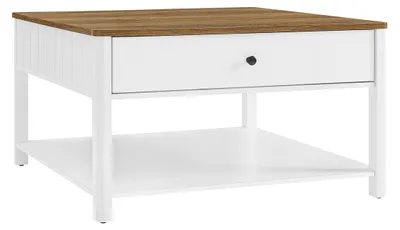 Produktbild von Couchtisch mit 2 Schubladen – Spanplatte und MDF – 80 x 80 x 45 cm – braun-weiß