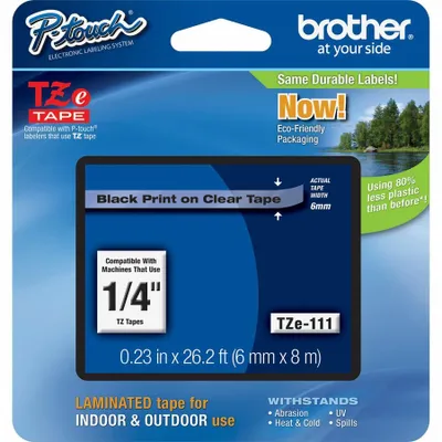 Produktbild von Brother Gloss Laminated Labelling Tape - 6mm, TZ, China, 8 m, 184 mm, 352 mm, 288 mm