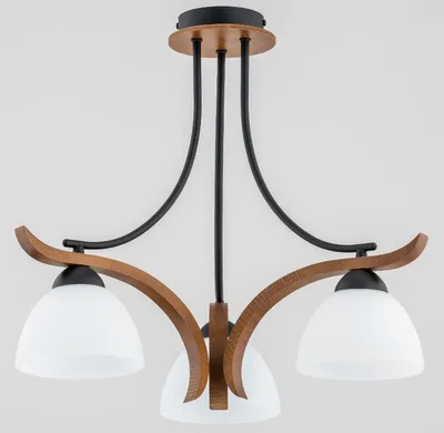 Image de Lustre Bafia noir-marron-blanc 3xE27x60W en bois, dimensions : 46x46x45 cm, IP20, Alfa