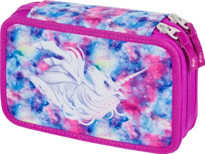 Produktbild von Baagl Federmäppchen für Jungen, Schulmäppchen für Schreibzubehör, Schulsachen Federtasche, Federmappe, 2-Fach Mäppchen für Schule (Unicorn)