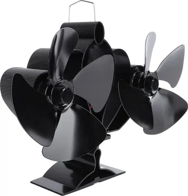 Obrázek produktu pro 8 lopatek ventilátoru na kamna na dřevo z hliníkové slitiny Tichý účinný krbový ventilátor s magnetickým teploměrem