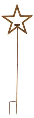 Obrázek produktu pro Sada dvou kovových svítidel ve tvaru hvězdy, vhodné k zapíchnutí do země, 25 cm, výška 87 cm