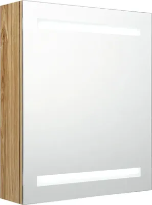 Obrázek produktu pro vidaXL LED koupelnová zrcadlová skříňka Dubová optika 50x14x60 cm