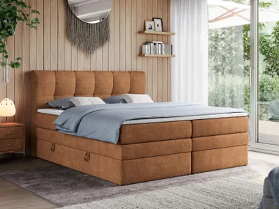 Produktbild von Boxspringbett mit Doppelmatratze - ALVIN-KING - 160 x 200 cm - Orange - H4