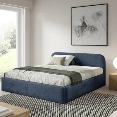 Obrázok produktu pre Čalúnená posteľ BELMI Slim 140 x 200 cm s úložným priestorom – PERFECT HARMONY 77 (modrá)