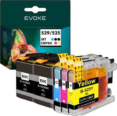 Immagine prodotto di 4x cartucce d'inchiostro per Brother LC529 LC525 | set nero + colore | ricambio per DCP-J100 DCP-J105 MFC-J200 LC529XL LC525XL