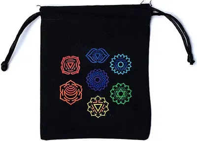 Produktbild von Baumwollbeutel 7 Chakren Schwarz – 12 x 105 cm, Packung mit 10 Stück – 12 x 10,5 cm