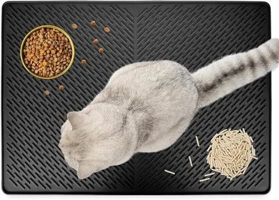 Produktbild von Famanu Katzenstreumatte - 70 x 50 cm - rutschfest - wasserdicht - leicht zu reinigen - schwarz
