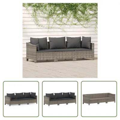 Produktbild von The Living Store 3-tlg. Garten-Lounge-Set mit Kissen Grau Poly Rattan