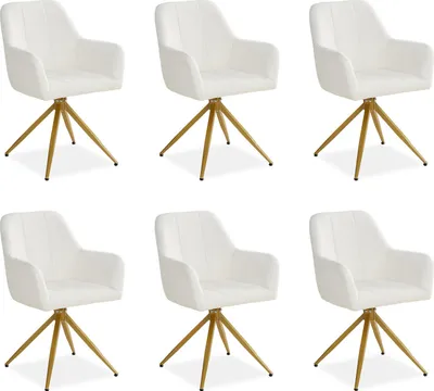 Image de Homestyle4u Chaise rembourrée pivotante Lot de 6 chaises Bouclé Beige Chaise de salle à manger Fauteuil à accoudoirs
