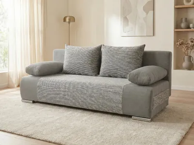 Produktbild von Schlafsofa Naki - Sofa mit Schlaffunktion und Bettkasten, Bettsofa, Couch (Grau + Grau (Alova 10 + Berlin 01))