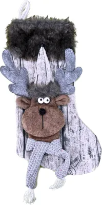 Produktbild von Nikolausstiefel Deko Geschenk Nikolaus Beutel Weihnachten Strumpf Geschenktüte Weihnachtsdeko Typ481 Elch Fell 50 cm