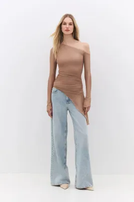 Produktbild von Tüllbluse mit einer Schulter, Brown, S