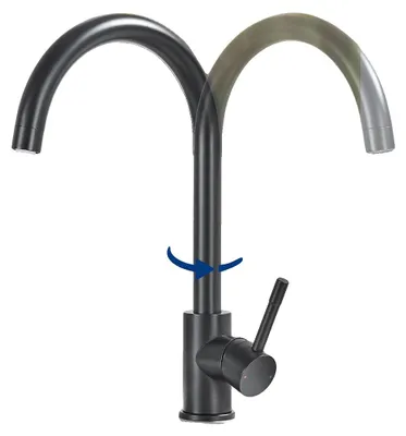 Immagine prodotto di Rubinetto da cucina, girevole a 360°, realizzato in acciaio inossidabile resistente, colore nero, attacco G3/8