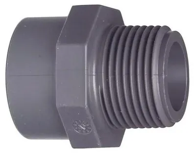 Obrázok produktu pre Bänninger PVC-U prechodová objímková vsuvka 1610117812 63–50 mm x R 1 1/2, DN 50–40, s kužeľovým vonkajším závitom
