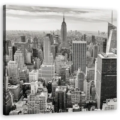 Produktbild von Leinwandbild Blick auf Manhattan 40x40 Feeby Schwarz-Weiß bild für die wand bereit zum aufhängen