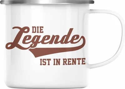 Produktbild von Trendation - -  Renter Emaille Tasse Ruhestand Geschenk Rente Mann Frau Lustig Renteneintritt Abschiedsgeschenk Rentnerin Sprüche (Silber)