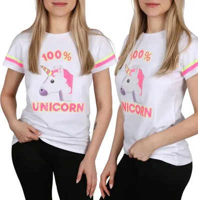 Produktbild von Einhorn-Mädchen-T-Shirt in Weiß, Mädchen-T-Shirt mit Pailletten 164