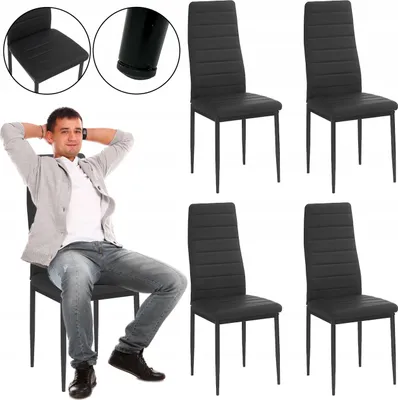 Zdjęcie produktu dla 4Szt Nowoczesne Krzesło Kuchnia Salon Tapicerowane 4X Mark Ii Kt115 Czarne