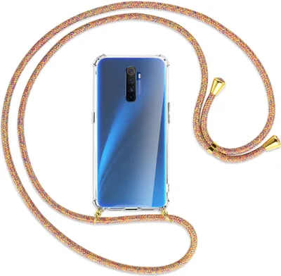 Produktbild von Handykette Backcover-Schutzhülle mit Band (Metall goldfarben) für Realme X2 Pro - Rainbow
