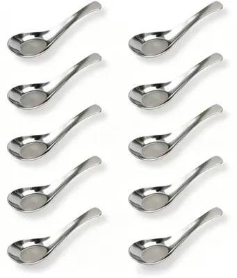 Produktbild von Suppenlöffel aus Edelstahl 10 Stück, 304 rostfrei, asiatische Suppenlöffel, für Ramen