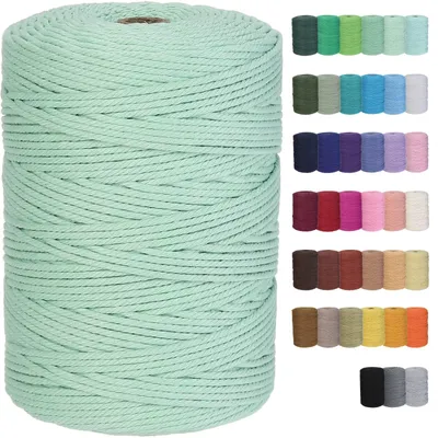 Makramee-Kordel 3 mm x 300 m, Baumwolle, 4-strängig, Minze