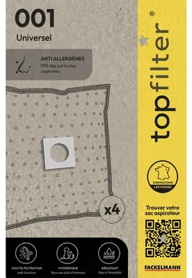 Image de Lot de 4 sacs aspirateur universels TopFilter Premium