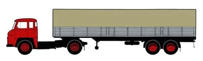 Produktbild von Brekina LKW Scania LB 76 Pritsche/Plane-Sattelzug rot/g