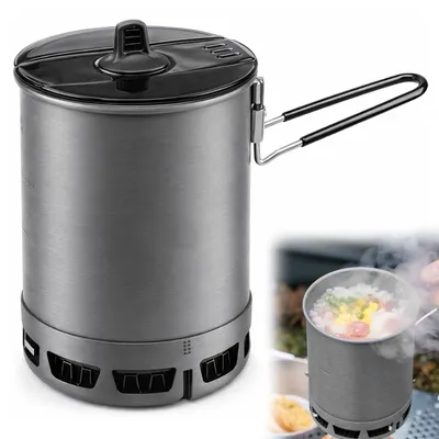Imagen del producto de Olla de camping ultraligera, de 600 ml, plegable, con asas, para cocinar al aire libre